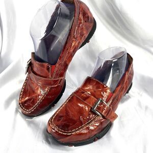 Golfstream Golf Shoes Womens 8 M Casual Penny Loafers Buckle E2702 Red Leather